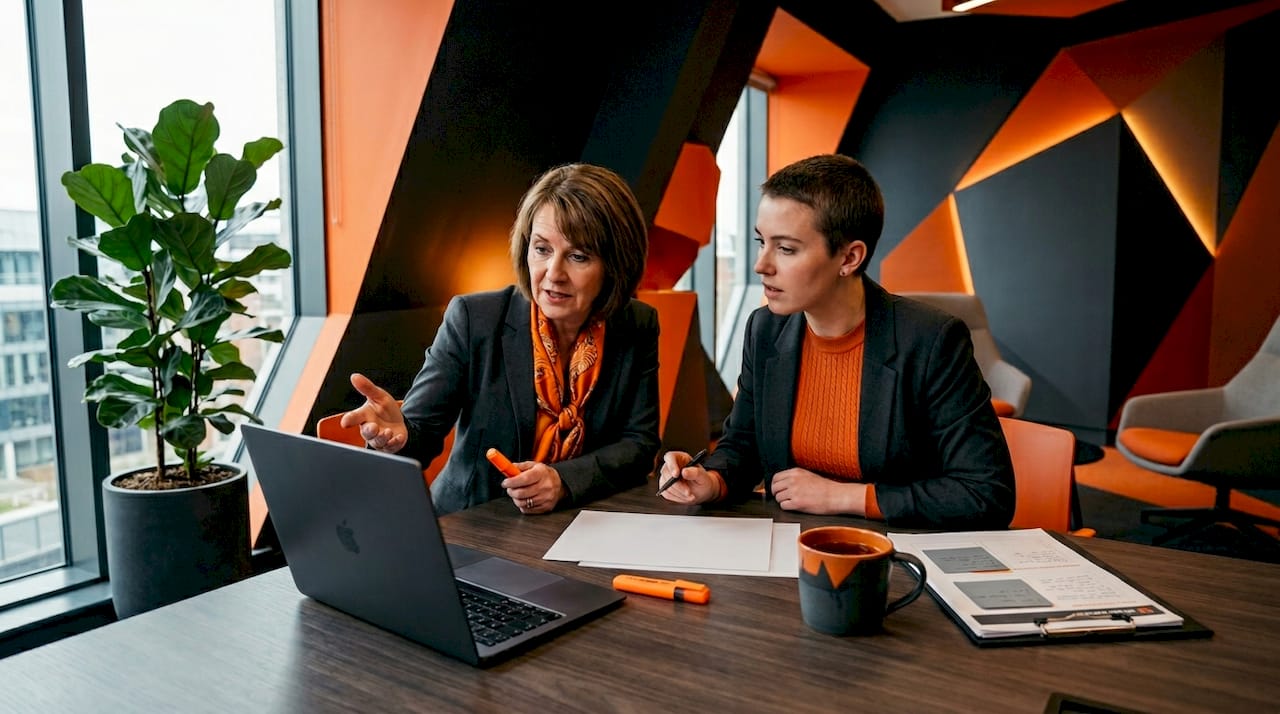 Care home manager and consultant reviewing website